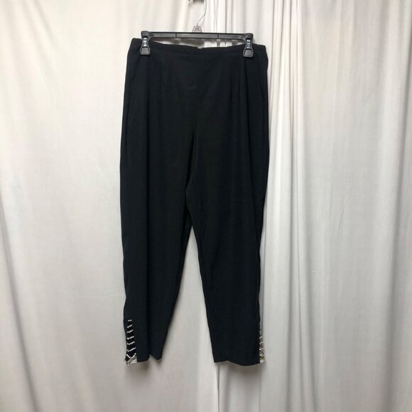 Nancy Bolen City Girl Ankle Pants With Rhinestone Womens 8 Black Back Zipper - Picture 1 of 7